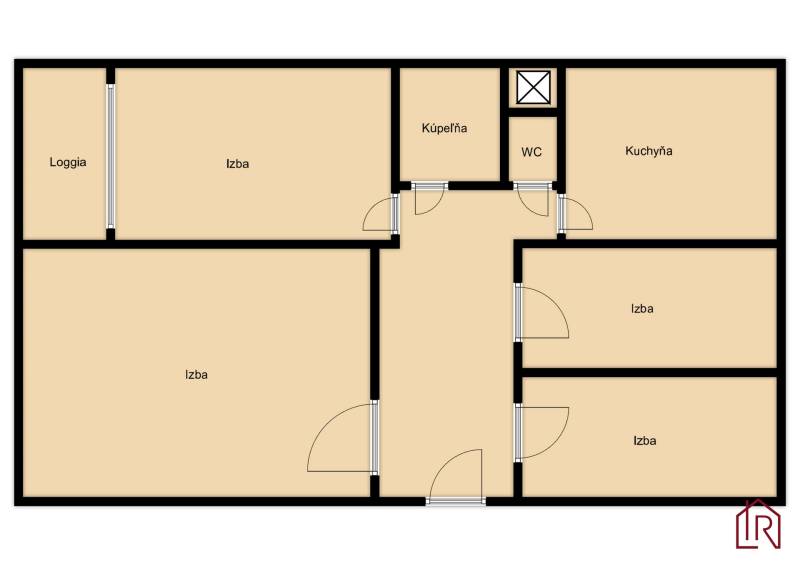 pôdorys 4 izbový byt Budapeštianska ulica, Sídlisko Ťahanovce 