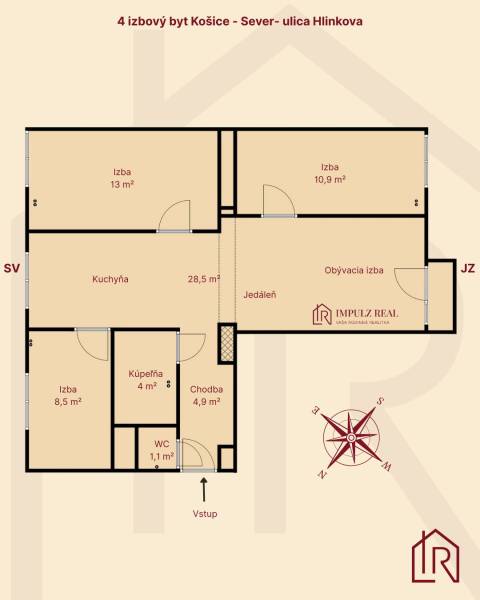 Podorys-4-izbovy-byt-Kosice-Sever-Hlinkova-74m2