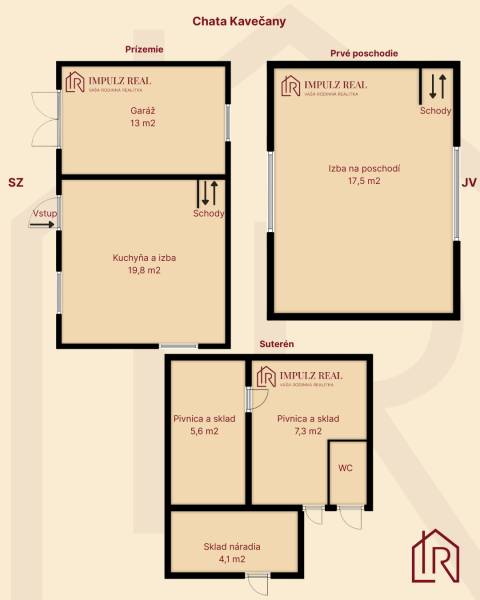 Pôdorys chata Kavečany